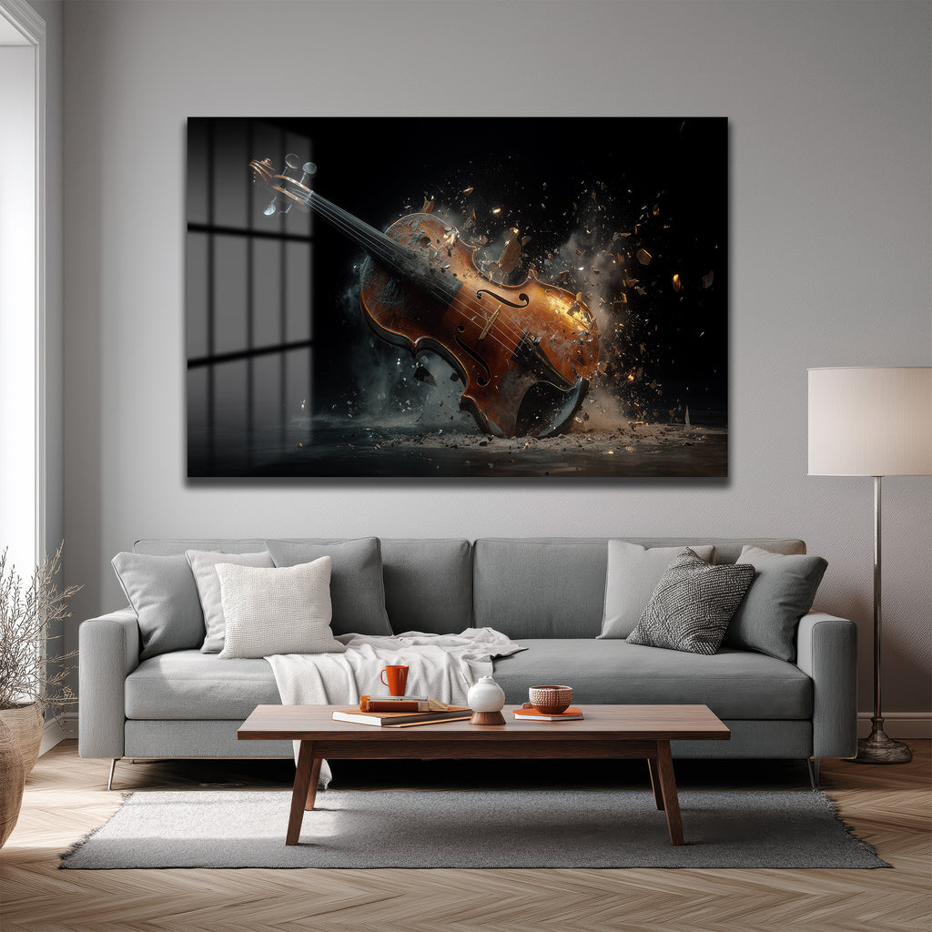 Shattered Melody: Patlayan Keman Efektli Modern Cam Tablo