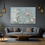 Chinoiserie Bahçesi Kuşlar ve Şakayıklar Cam Tablo