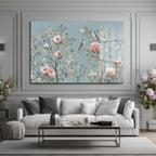 Chinoiserie Bahçesi Kuşlar ve Şakayıklar Cam Tablo