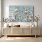 Chinoiserie Bahçesi Kuşlar ve Şakayıklar Cam Tablo