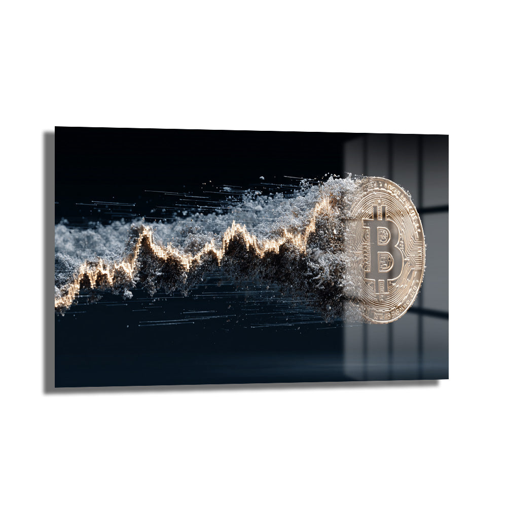 Bitcoin Dalgalanması Cam Tablo - Kripto Sanatın Dorukları