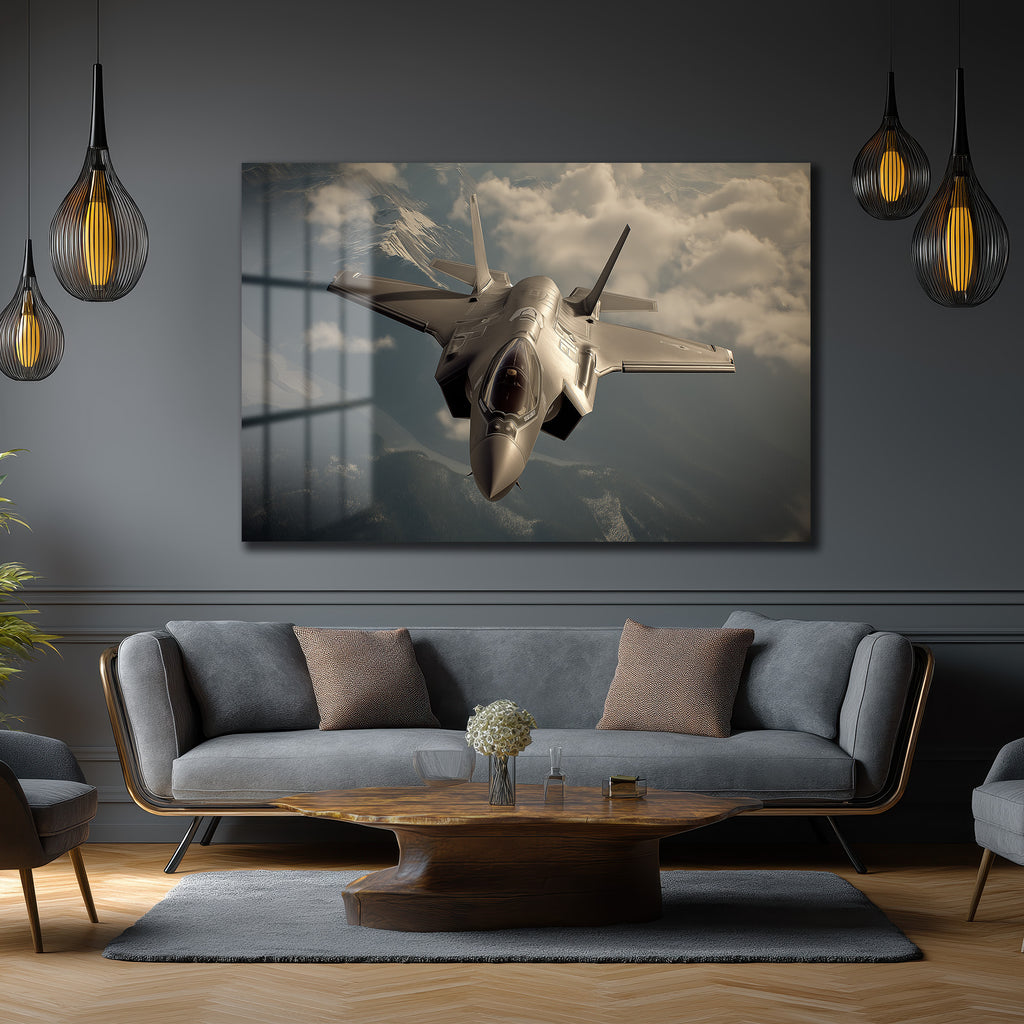 F-35 Hayalet Uçak Cam Tablo: Gökyüzünün Hükmedeni