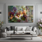 Rüya Gibi Pastel Çiçekler Cam Tablo | Modern Floral Sanat