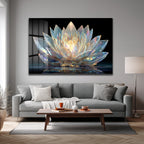 Işıltılı Kristal Lotus Cam Tablo - Modern Duvar Sanatı