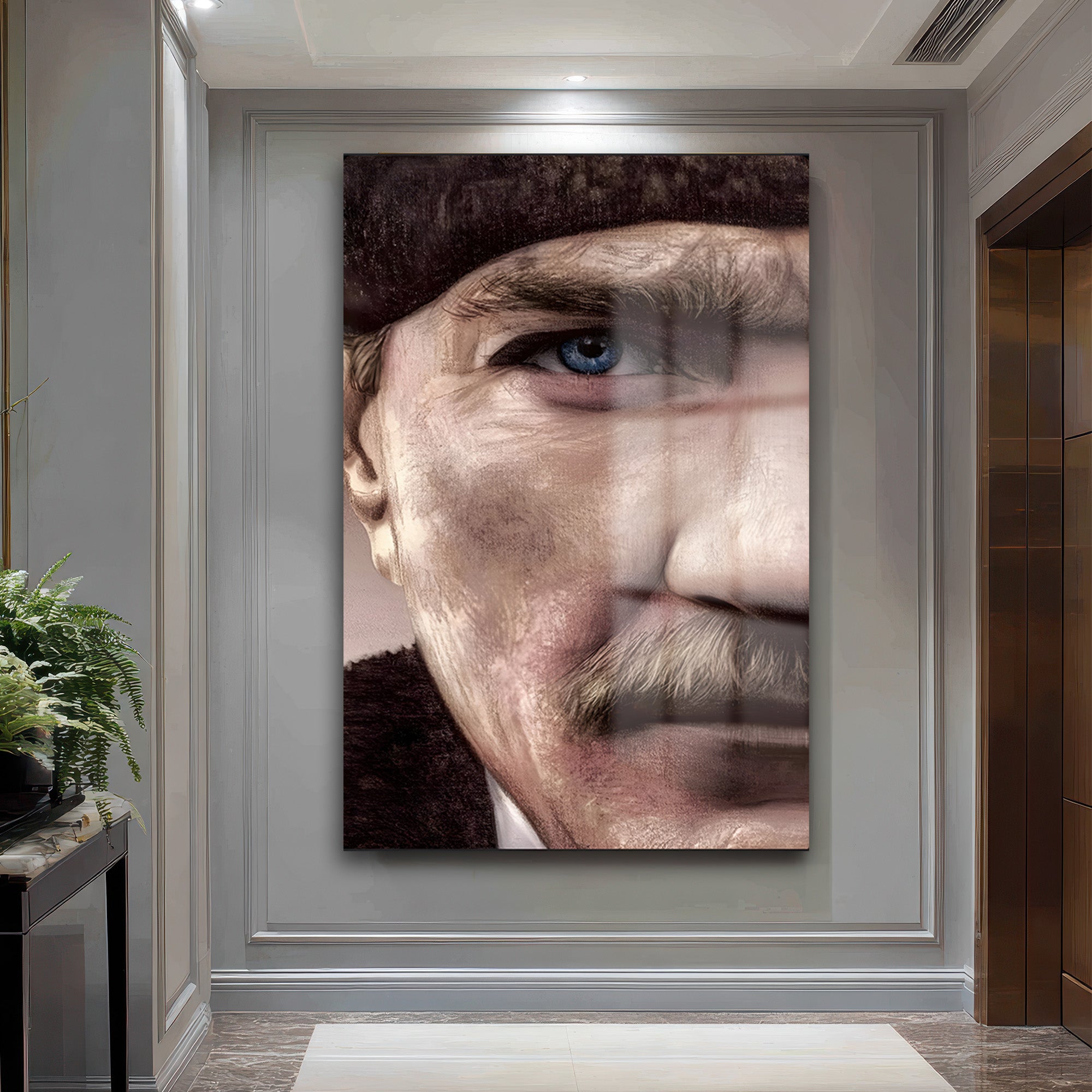 Atatürk'ün Mavi Gözleri: Sanatsal Efektli Temperli Cam Tablo