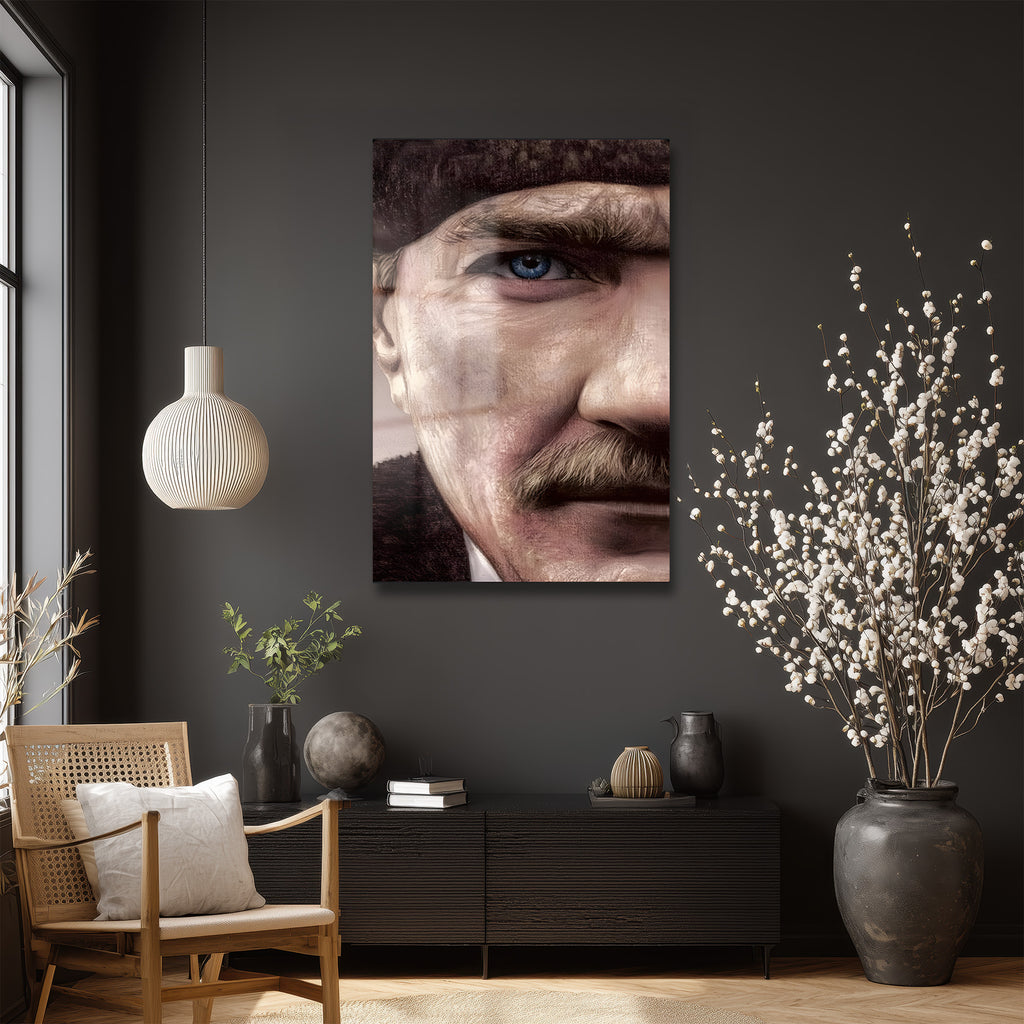 Atatürk'ün Mavi Gözleri: Sanatsal Efektli Temperli Cam Tablo