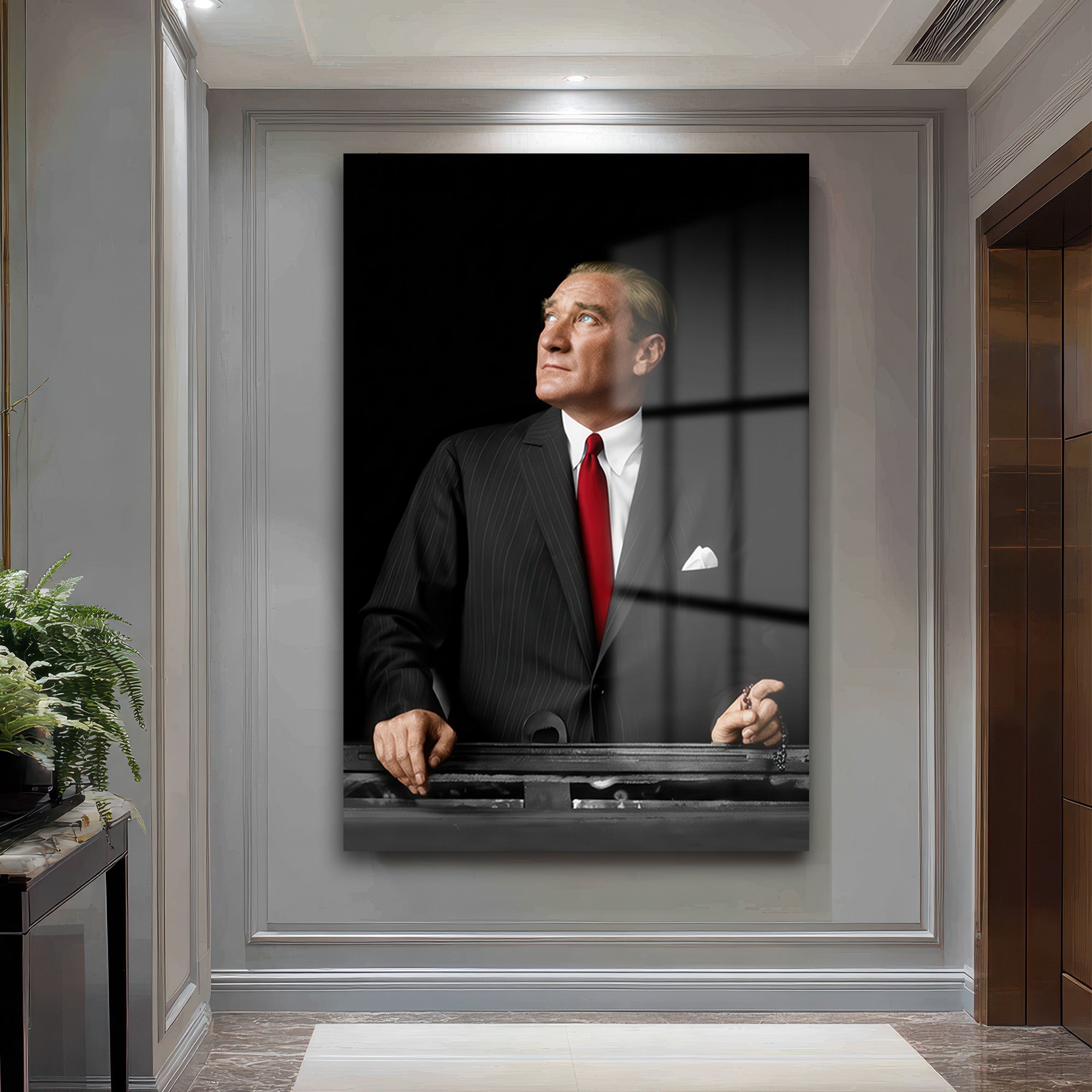 Atatürk'ün Vizyoner Bakışı Temalı Premium Cam Tablo