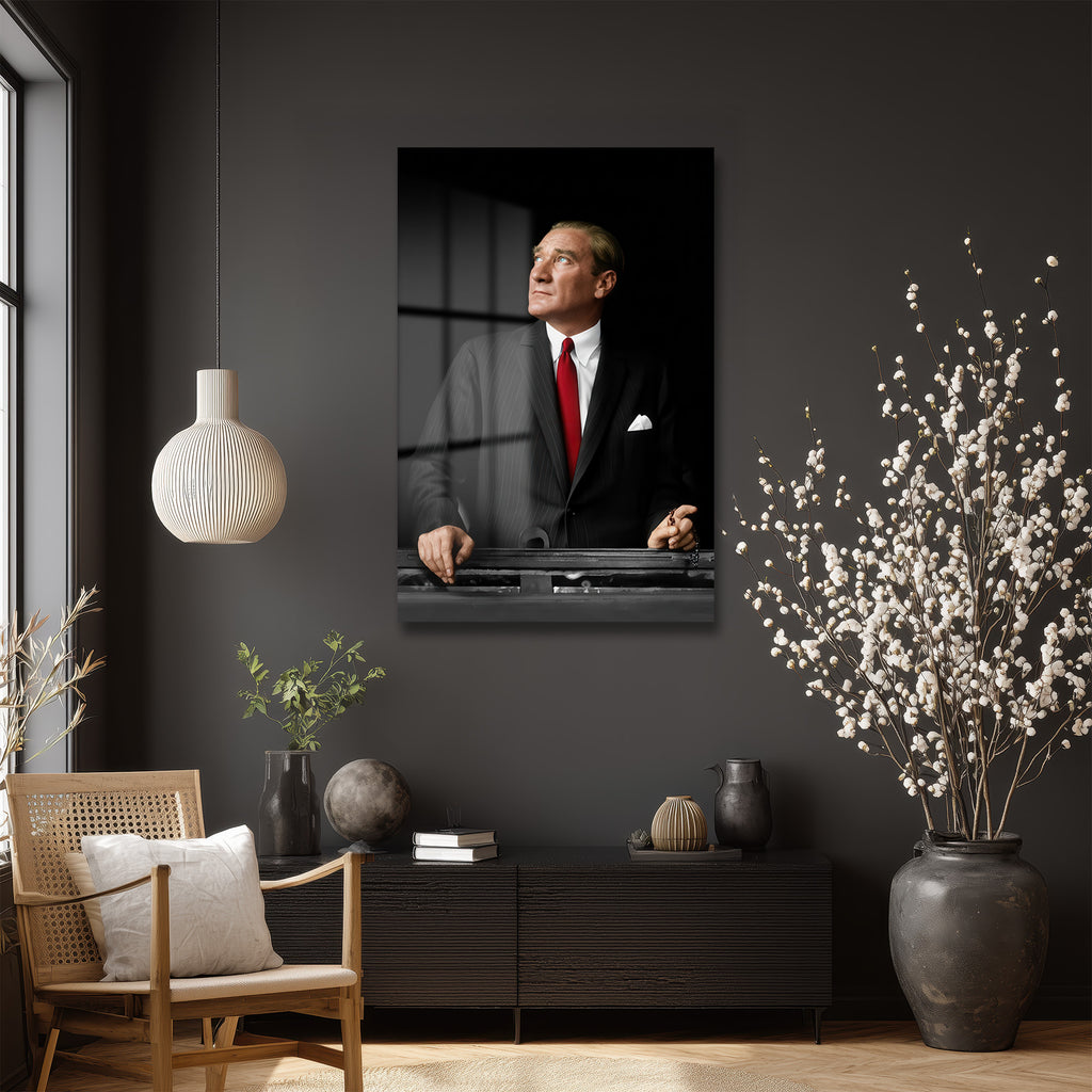 Atatürk'ün Vizyoner Bakışı Temalı Premium Cam Tablo
