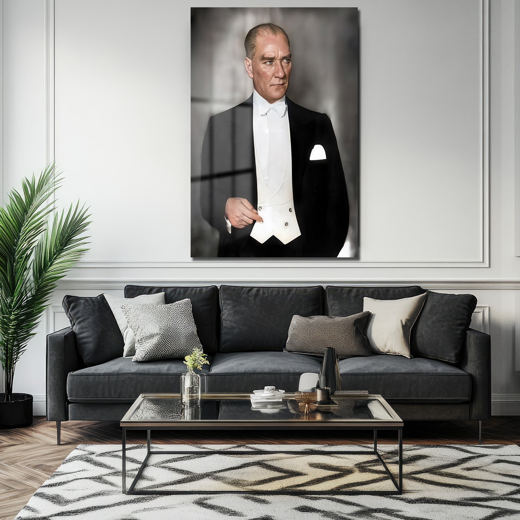 Atatürk'ün Asil Duruşu Cam Tablo | Liderlik ve Zarafet