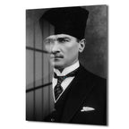 Atatürk'ün Asil Bakışı: Siyah Beyaz Temperli Cam Tablo