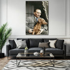 Atatürk ve Köpeği Foks Cam Tablo - Tarihe Saygı ve Sadakat