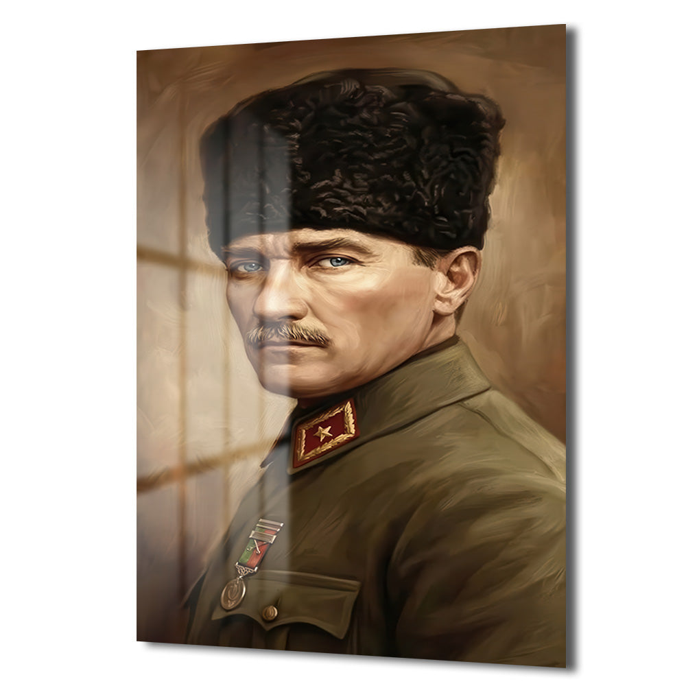 Mustafa Kemal Atatürk'ün Bakışları Cam Tablo