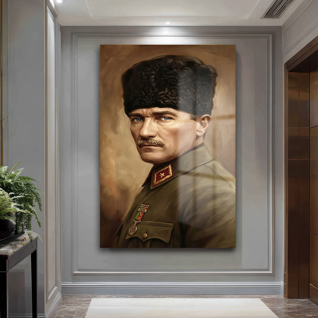 Mustafa Kemal Atatürk'ün Bakışları Cam Tablo