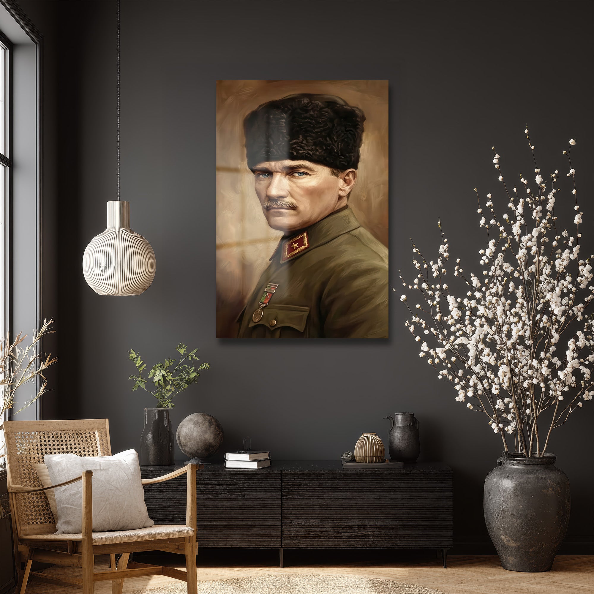 Mustafa Kemal Atatürk'ün Bakışları Cam Tablo