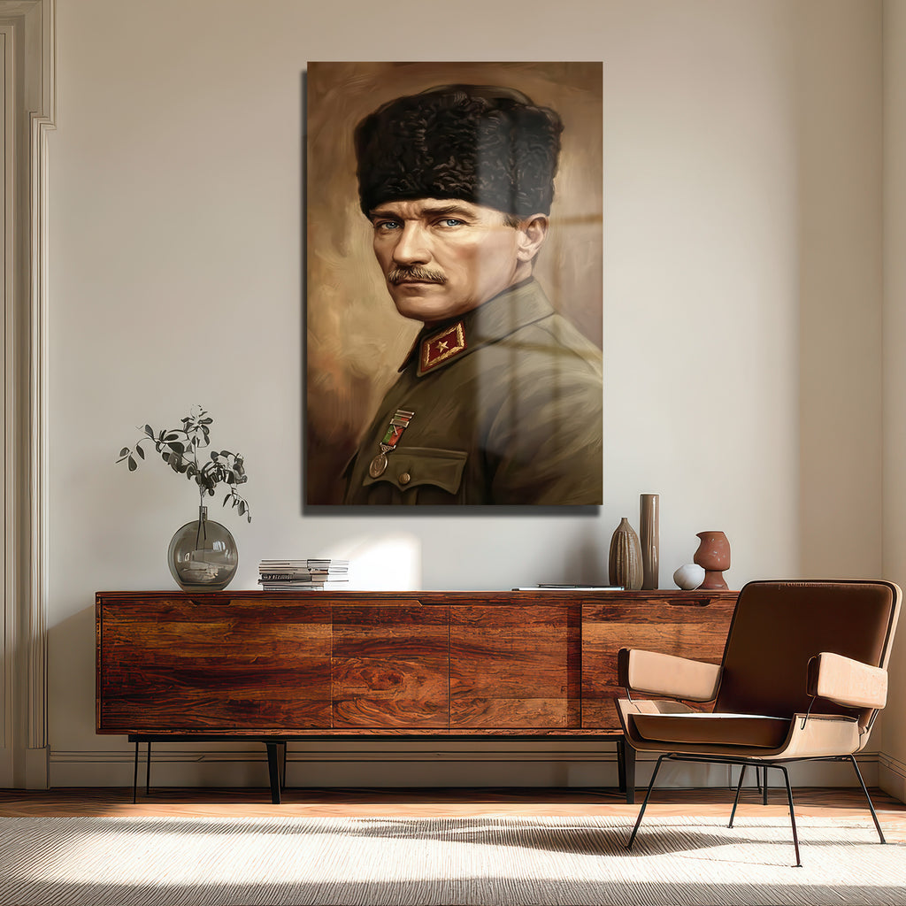 Mustafa Kemal Atatürk'ün Bakışları Cam Tablo