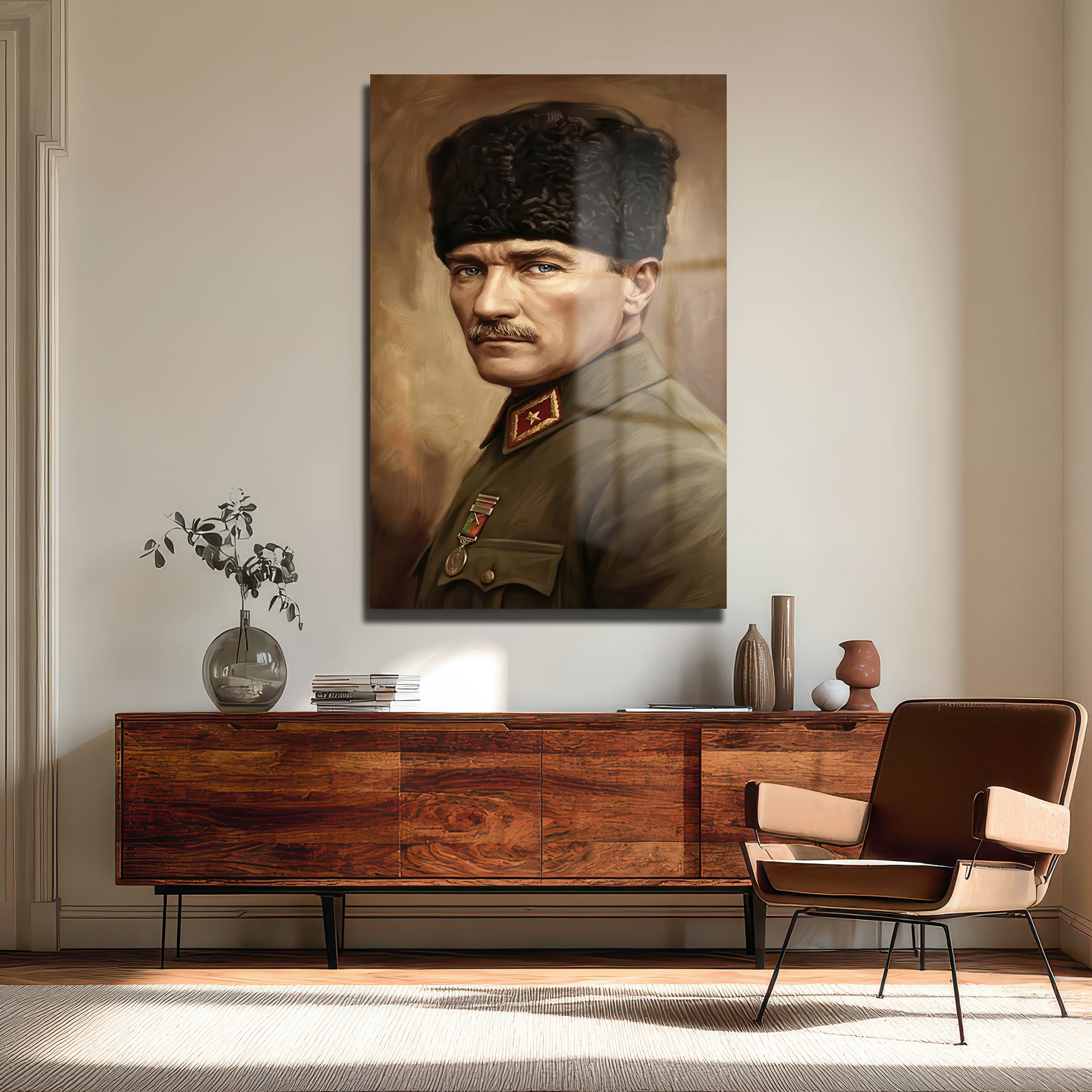 Mustafa Kemal Atatürk'ün Bakışları Cam Tablo
