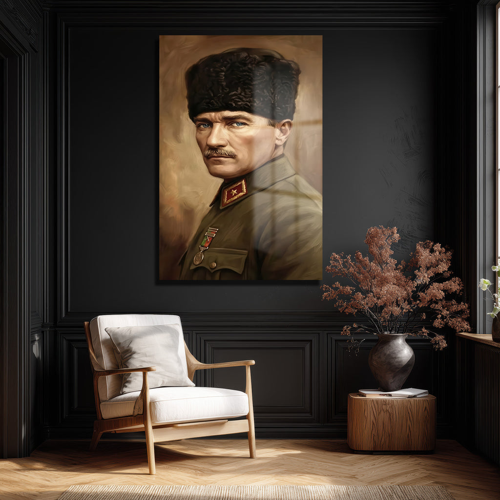 Mustafa Kemal Atatürk'ün Bakışları Cam Tablo