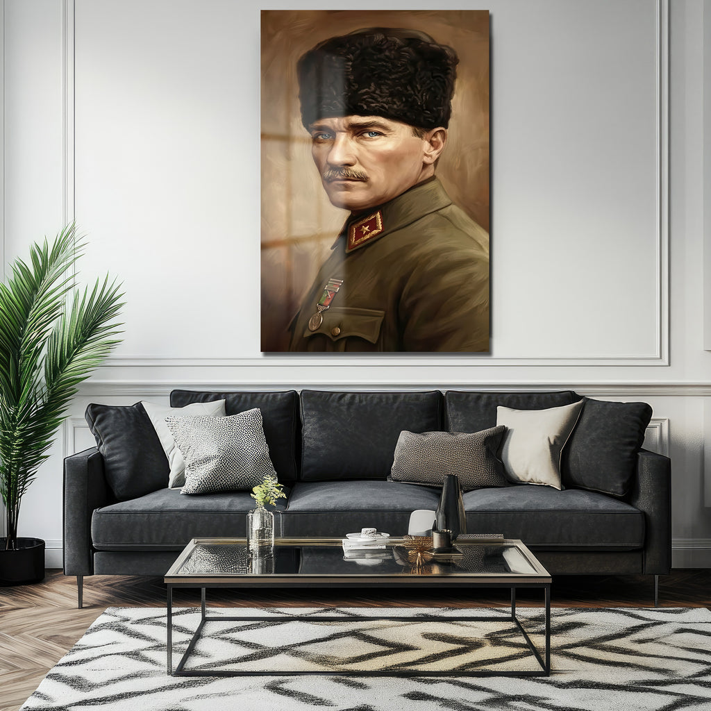 Mustafa Kemal Atatürk'ün Bakışları Cam Tablo