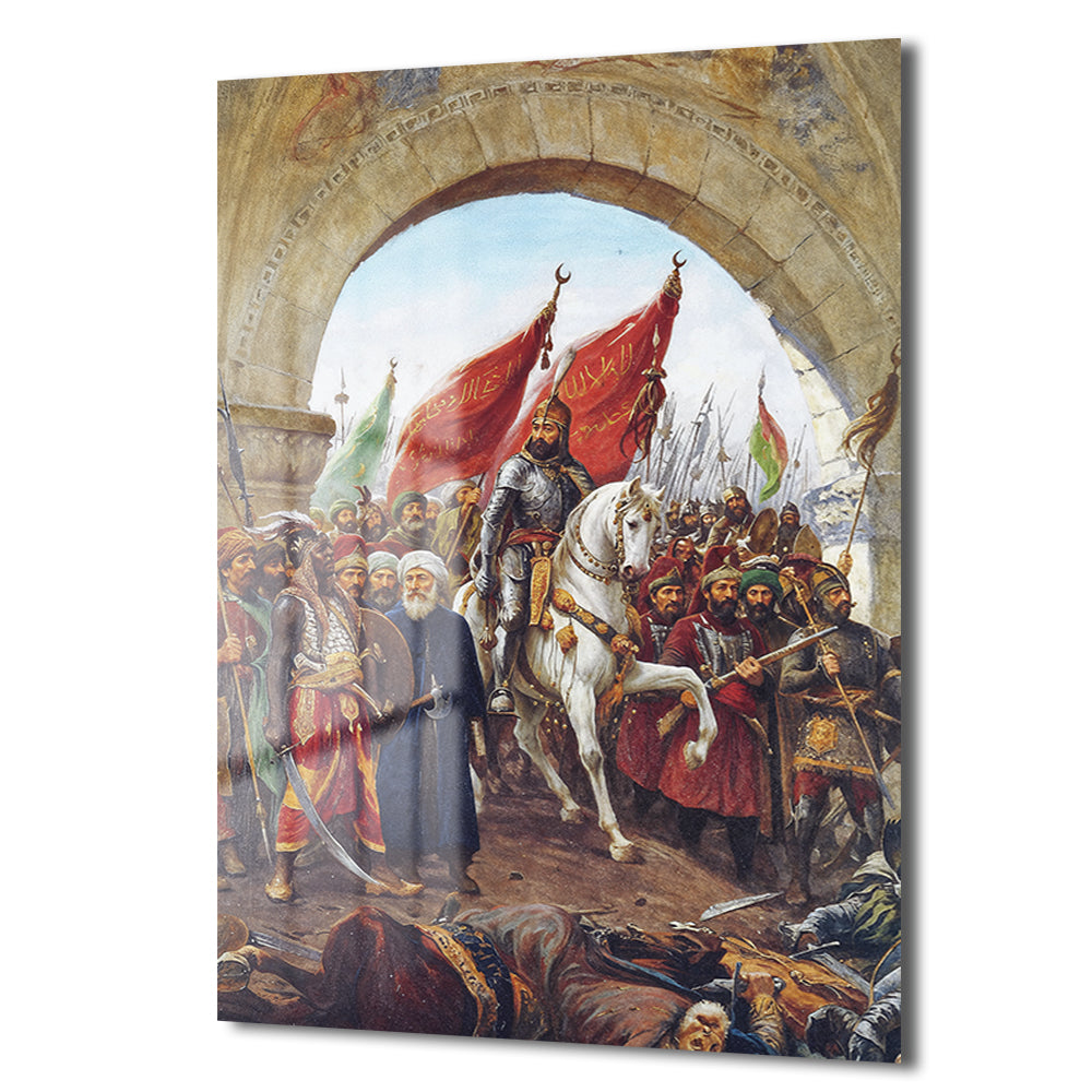 Fatih Sultan Mehmet'in İstanbul'a Girişi Temalı Cam Tablo
