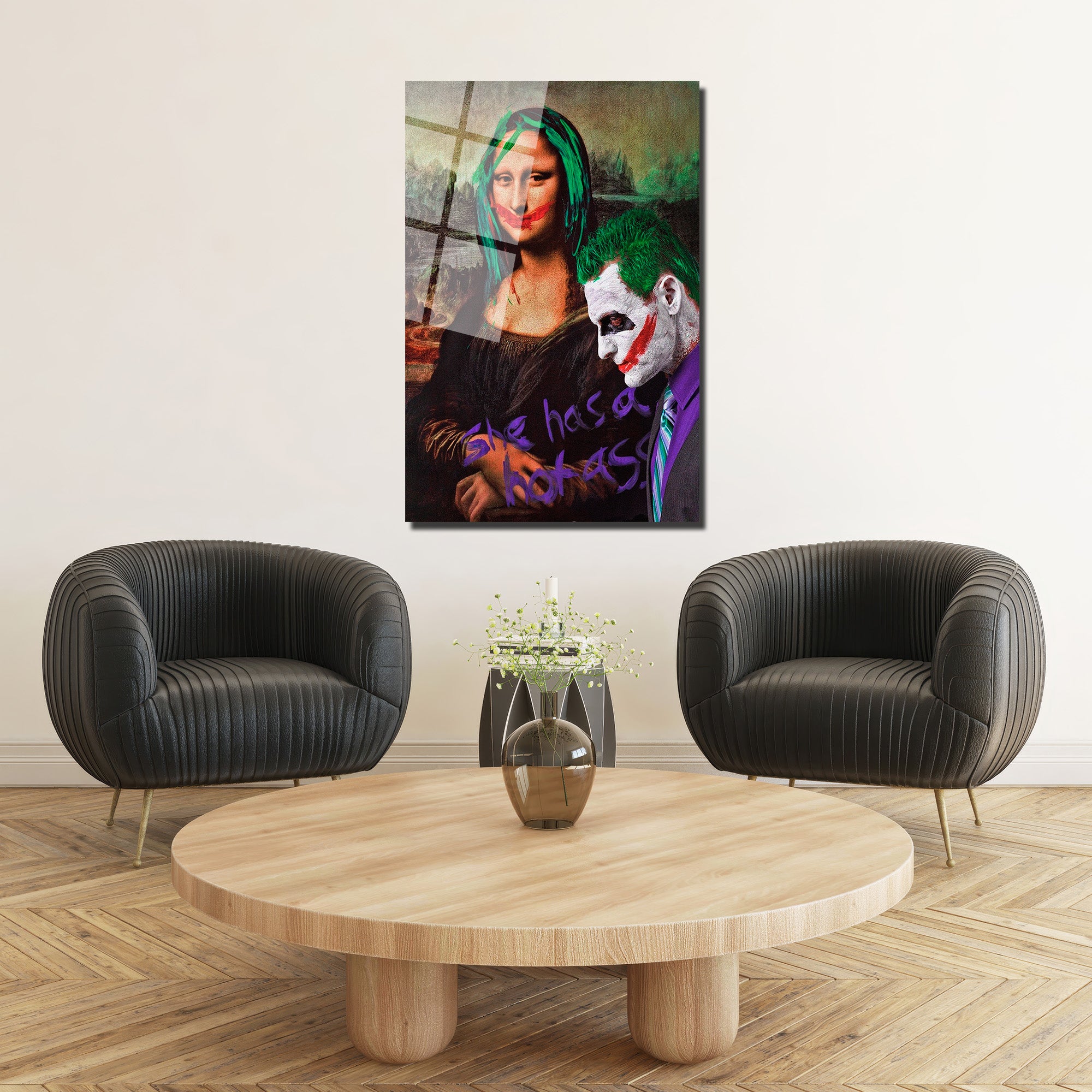 Mona Lisa ve Joker Temalı Asi Ruh Pop Art Cam Tablo