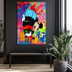 Lüks Markalı Sevimli Fare Pop Art Cam Tablo