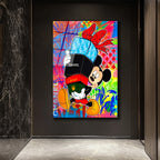 Lüks Markalı Sevimli Fare Pop Art Cam Tablo