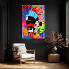 Lüks Markalı Sevimli Fare Pop Art Cam Tablo