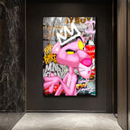 Kral Taçlı Sokak Sanatı Cam Tablo - Modern Pop Art Duvar Dekoru