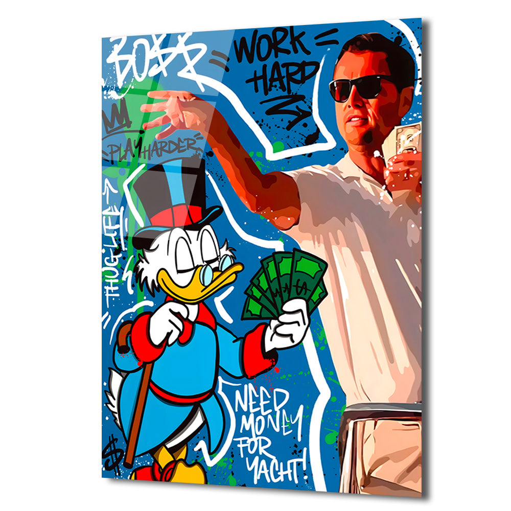 Zenginlik ve Başarı Temalı Pop Art Cam Tablo