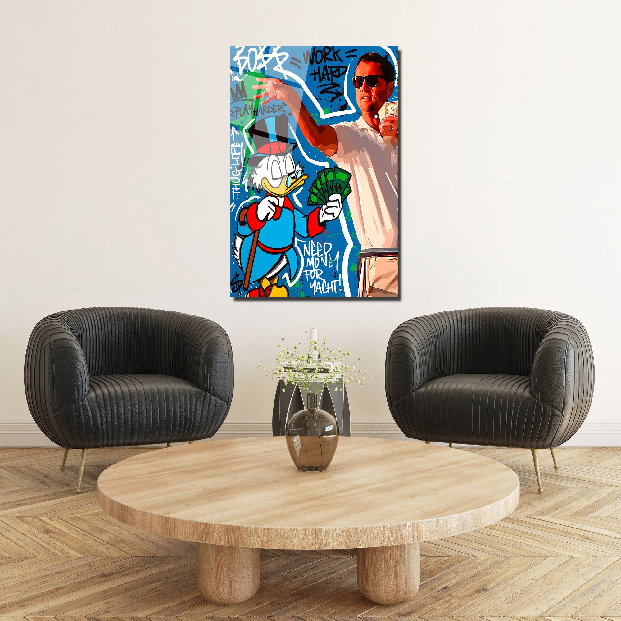 Zenginlik ve Başarı Temalı Pop Art Cam Tablo