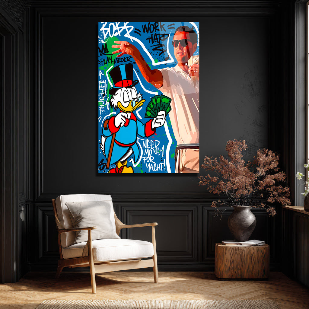 Zenginlik ve Başarı Temalı Pop Art Cam Tablo