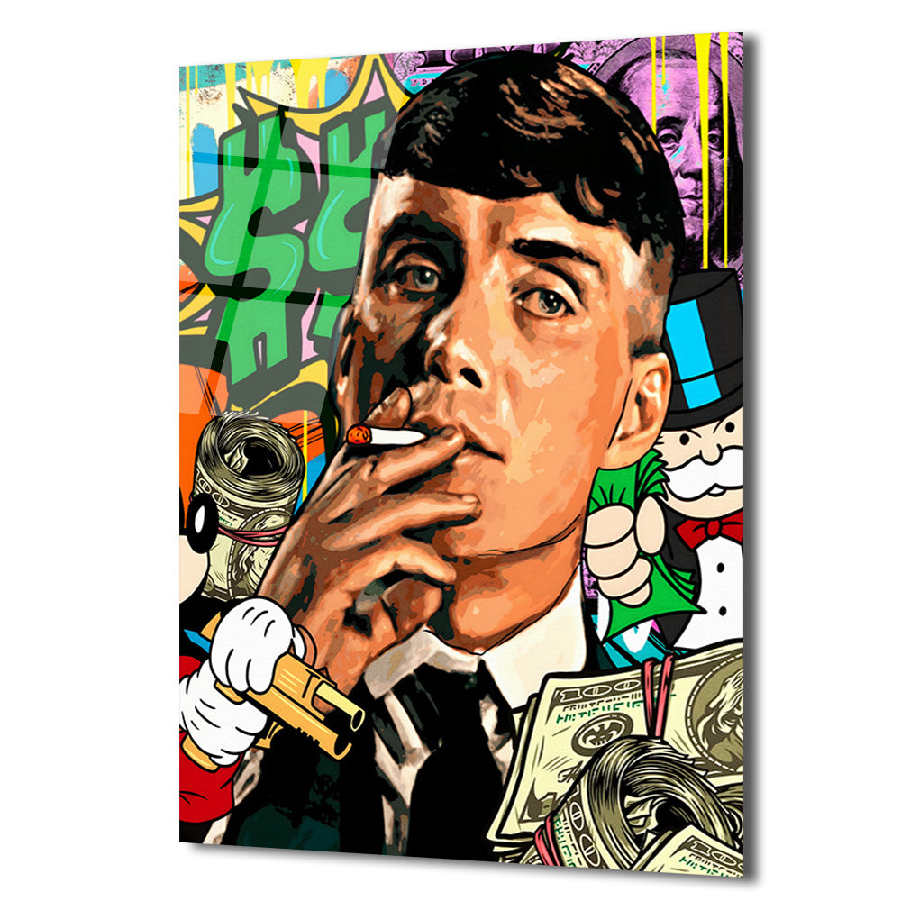 Hustle Ruhu: Street Art Para Temalı Modern Cam Tablo