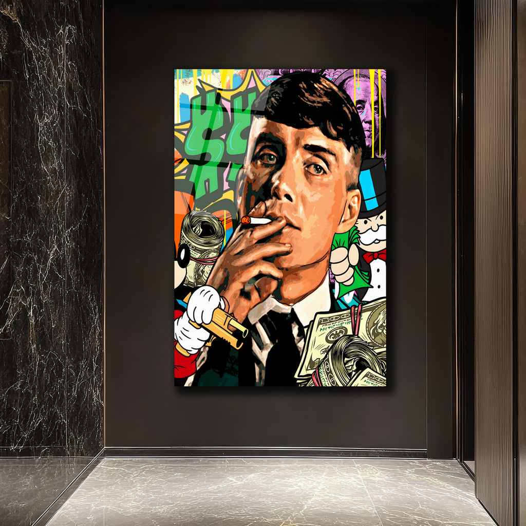 Hustle Ruhu: Street Art Para Temalı Modern Cam Tablo