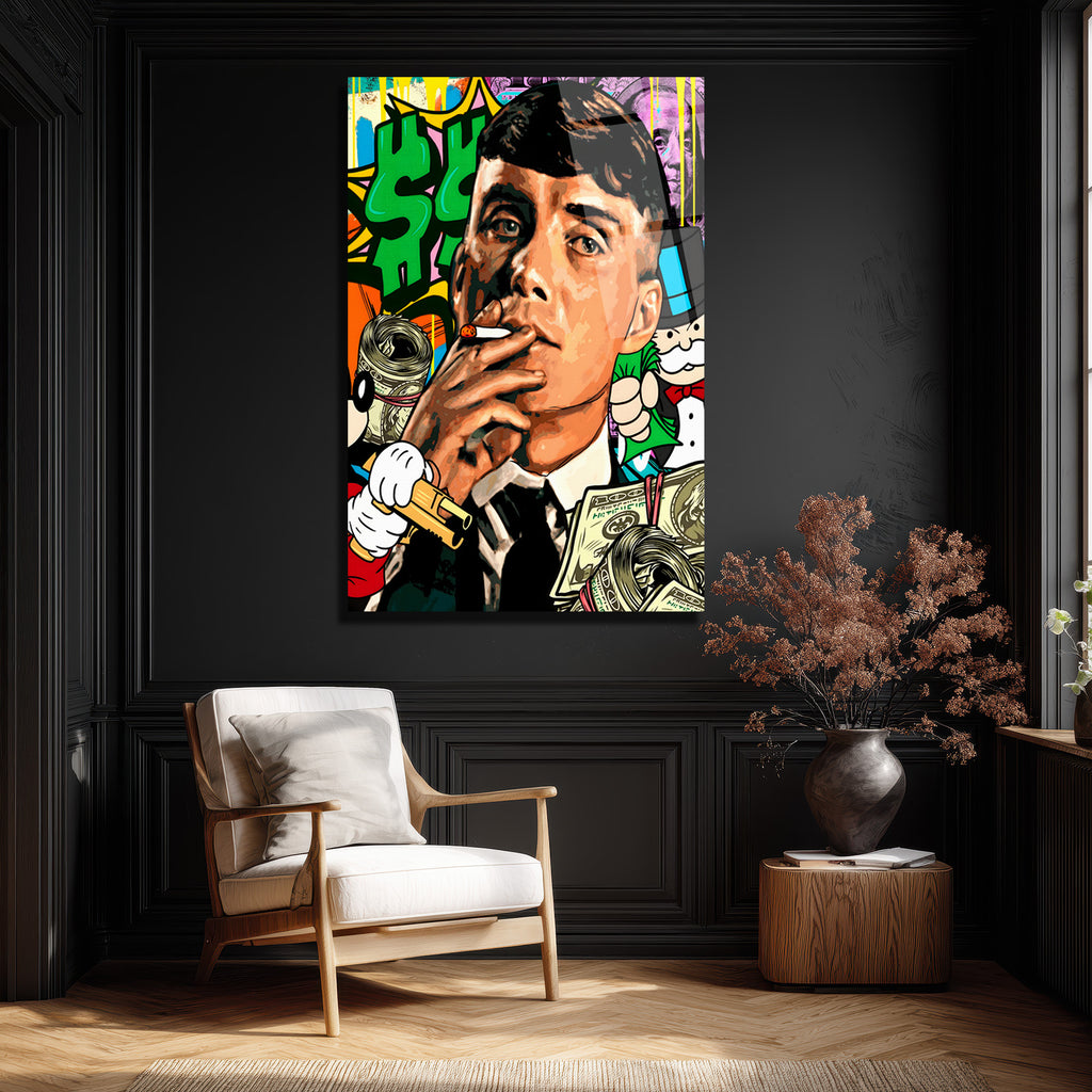 Hustle Ruhu: Street Art Para Temalı Modern Cam Tablo