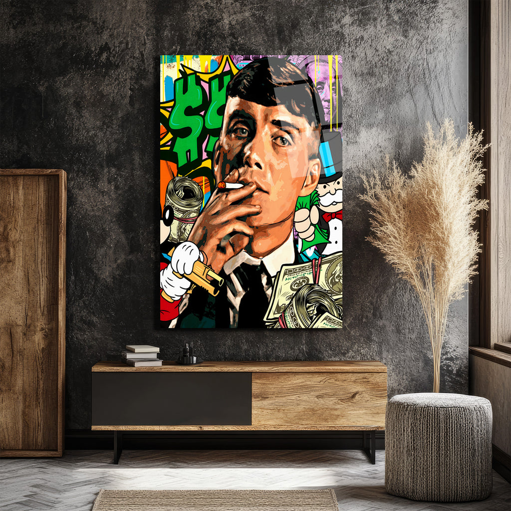 Hustle Ruhu: Street Art Para Temalı Modern Cam Tablo