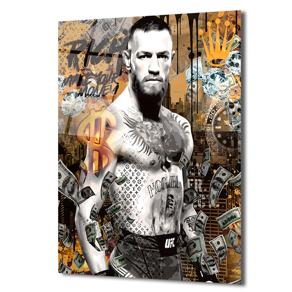 Conor McGregor Zenginlik ve Zafer Cam Tablo - Modern Duvar Sanatı