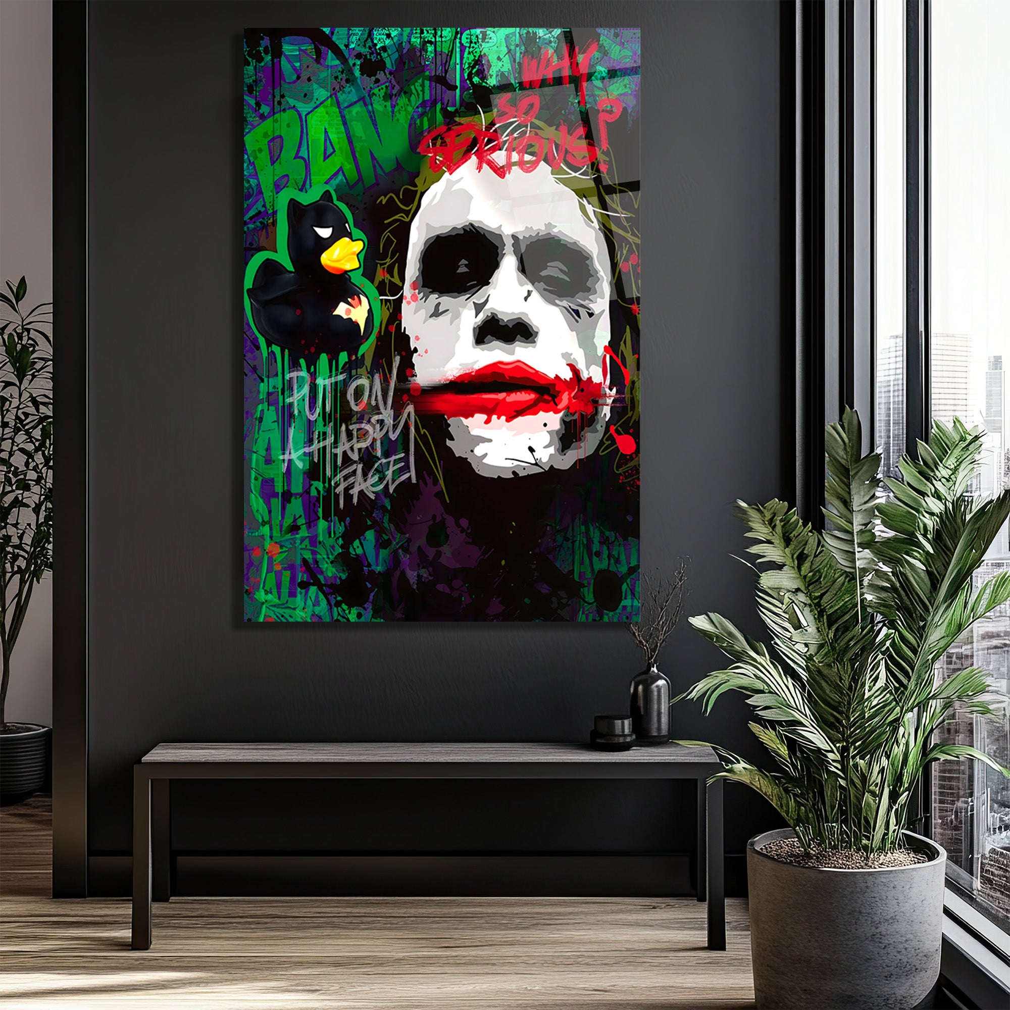 Joker  Graffiti Cam Tablo - Modern Sanat Duvar Dekoru