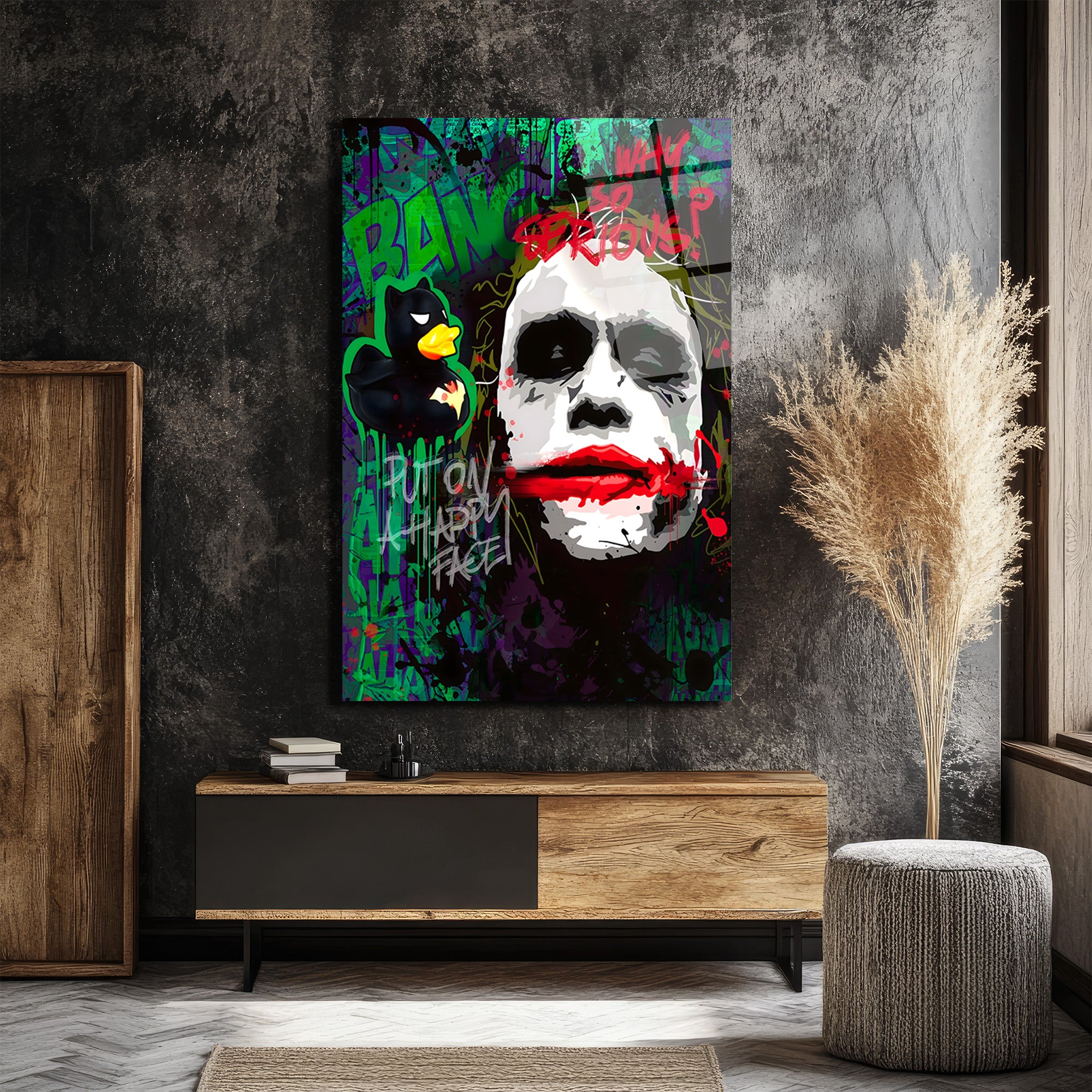 Joker  Graffiti Cam Tablo - Modern Sanat Duvar Dekoru