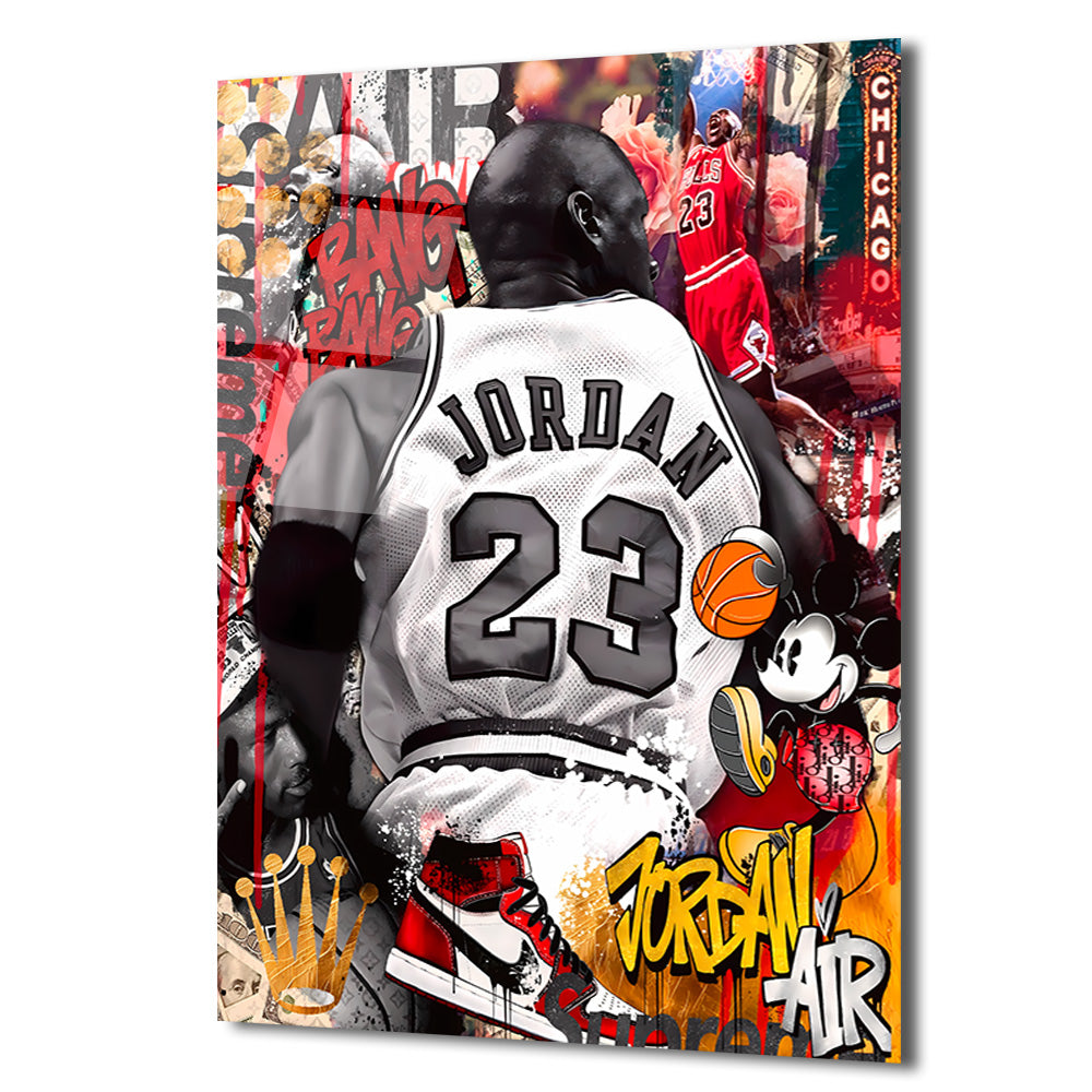 Efsanevi Jordan 23 Graffiti Sanat Cam Tablo