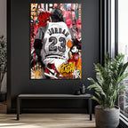 Efsanevi Jordan 23 Graffiti Sanat Cam Tablo