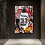 Efsanevi Jordan 23 Graffiti Sanat Cam Tablo