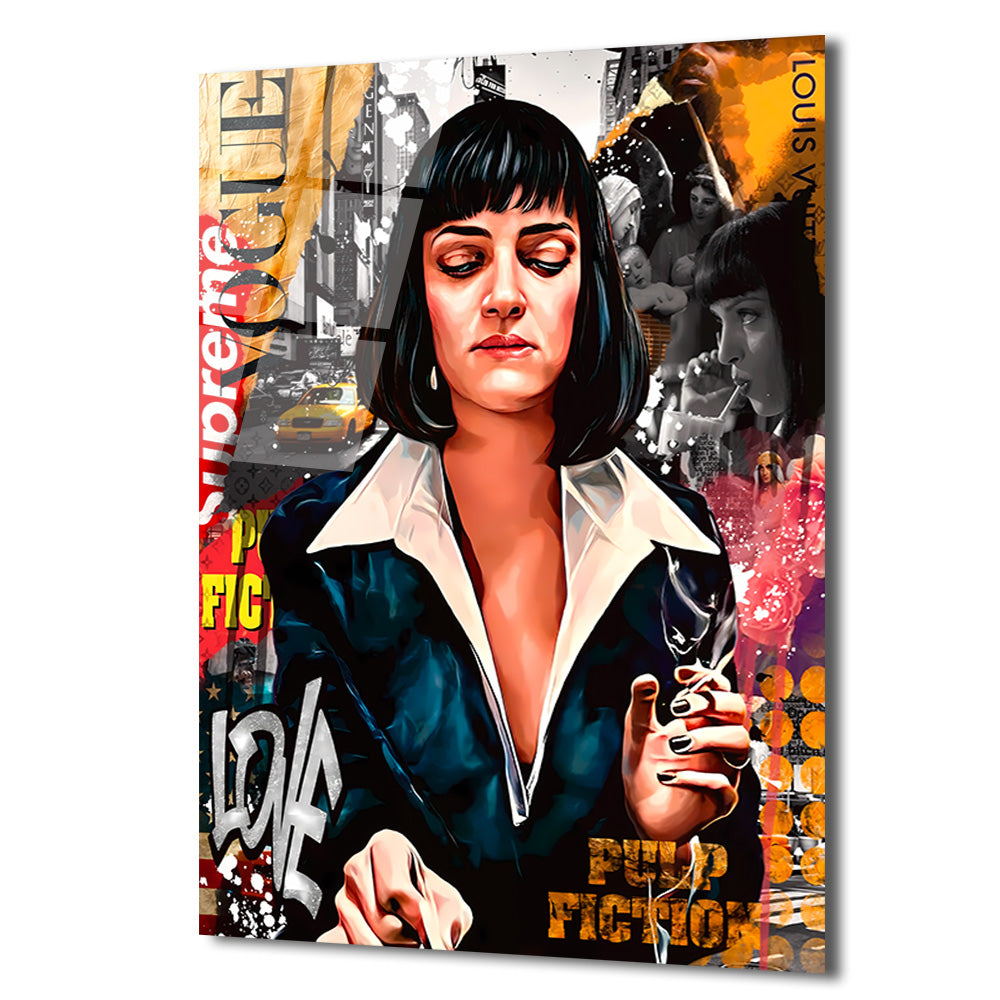 Mia Wallace Pop Art Temalı Premium Cam Tablo