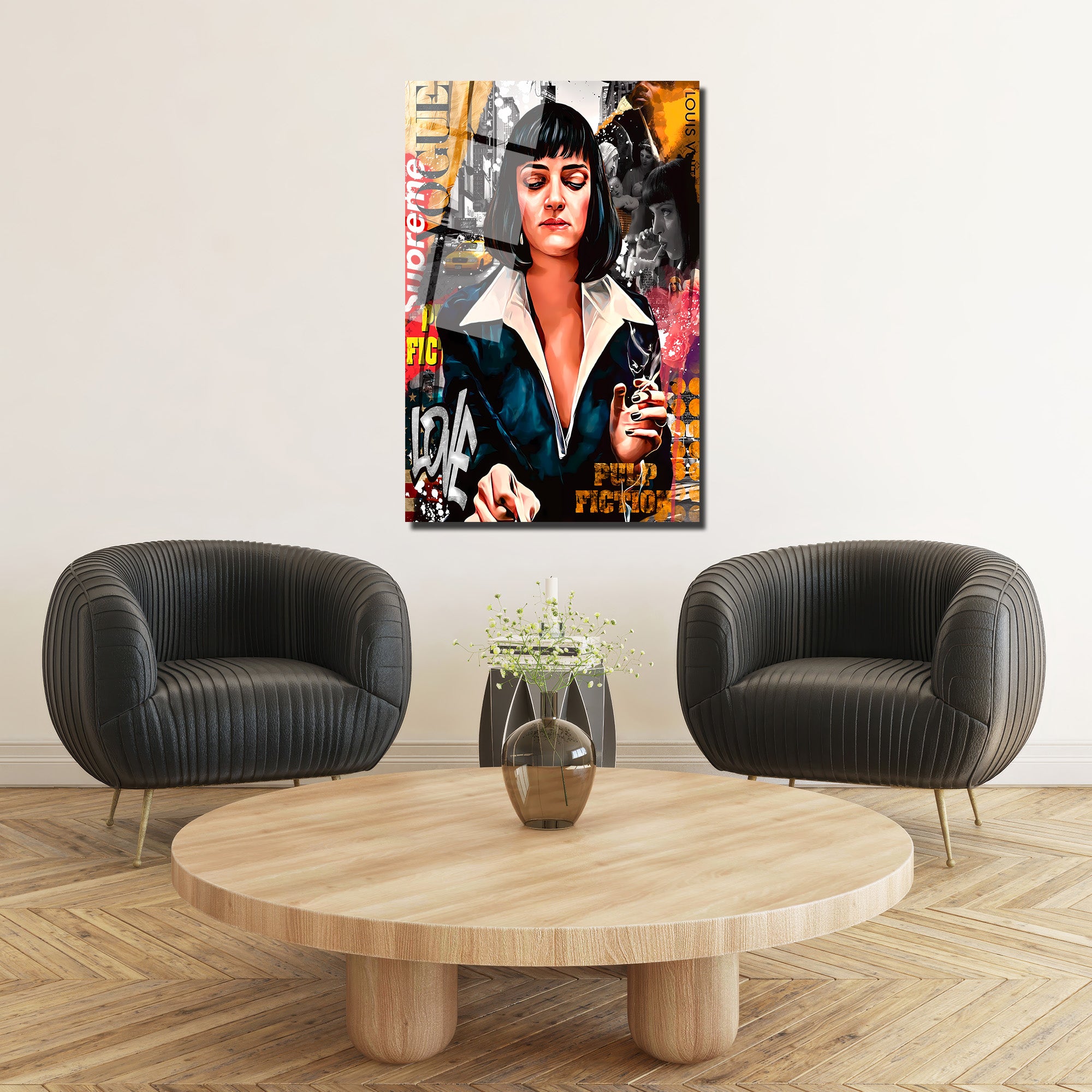 Mia Wallace Pop Art Temalı Premium Cam Tablo