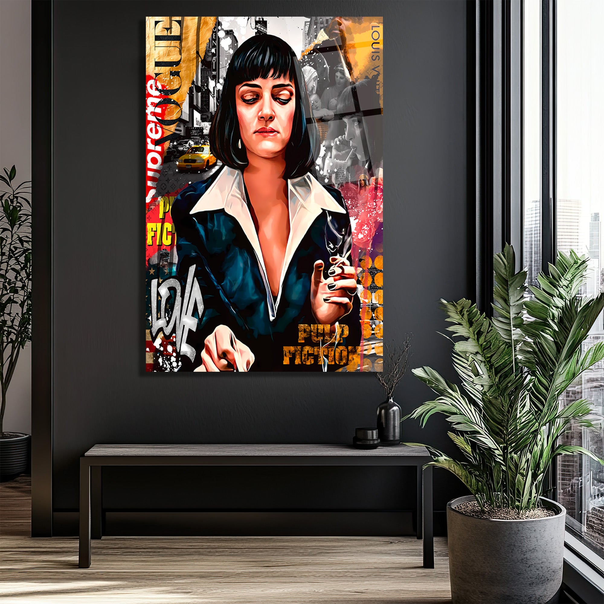 Mia Wallace Pop Art Temalı Premium Cam Tablo