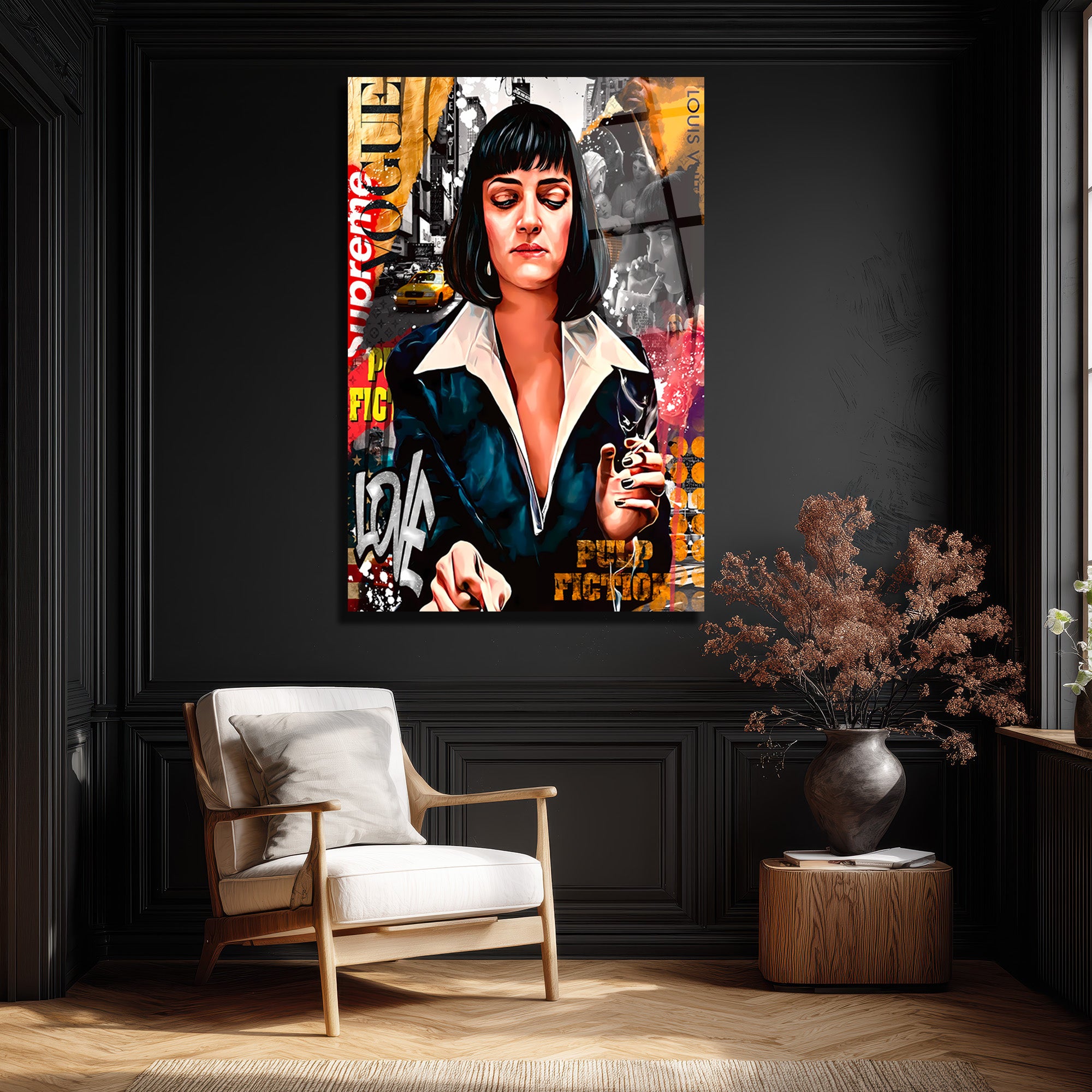 Mia Wallace Pop Art Temalı Premium Cam Tablo
