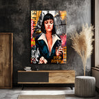 Mia Wallace Pop Art Temalı Premium Cam Tablo