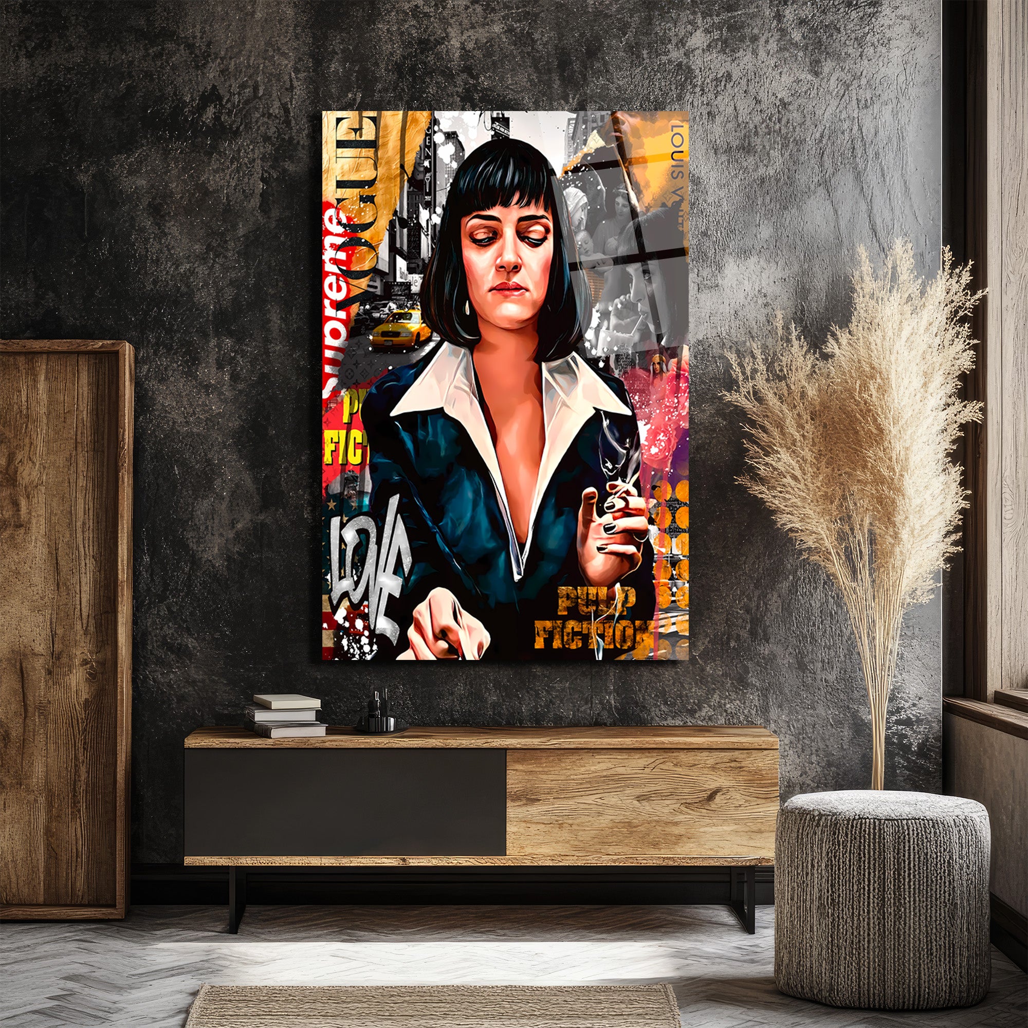 Mia Wallace Pop Art Temalı Premium Cam Tablo