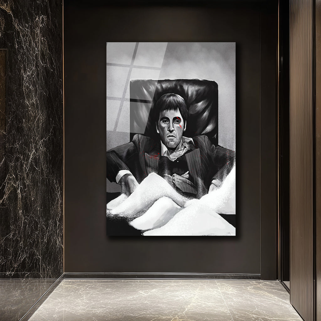 Scarface Tony Montana İkonik Cam Tablo - Gücün Yansıması
