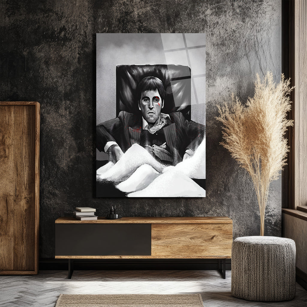 Scarface Tony Montana İkonik Cam Tablo - Gücün Yansıması