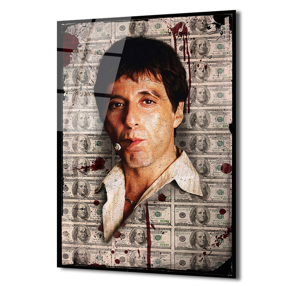 Scarface Efsanesi Tony Montana Cam Tablo | Para ve Güç Temalı